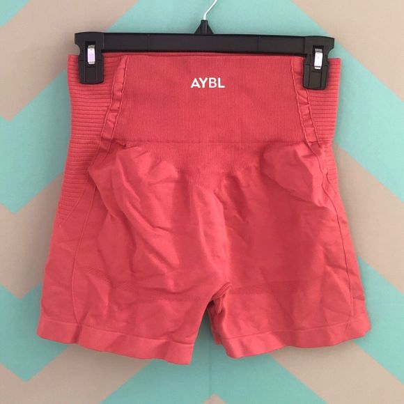 AYBL workout shorts size L high waist rise gym PINK N087 - Picture 1 of 7